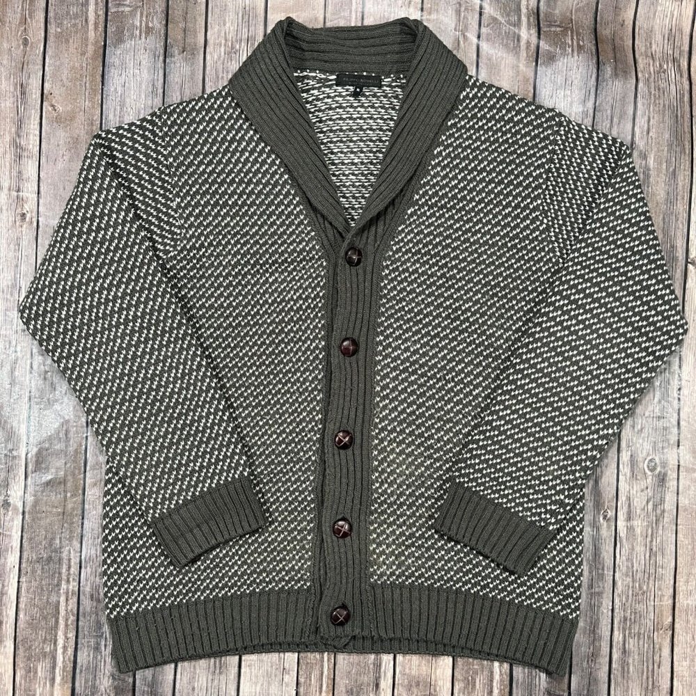 Filippo Novelli Wool Blend Shawl Button Cardigan XL Green Knit Mens Italy